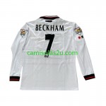Camisolas de futebol Manchester United Beckham 7 Retro Equipamento Alternativa 1998-1999 Manga Comprida